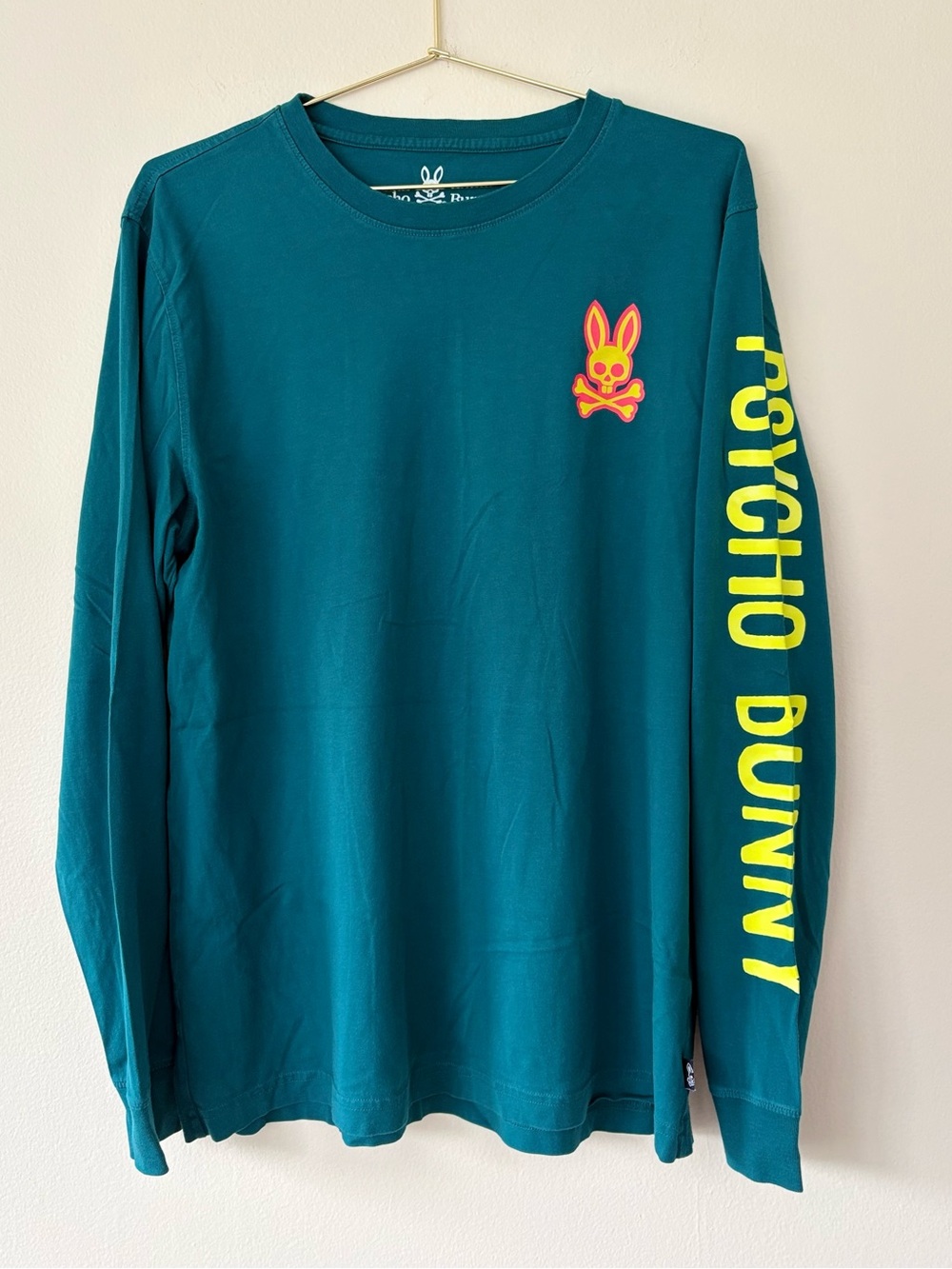 Psycho Bunny Long Sleeve Graphic Tee Teal Pima Cotton Size 6